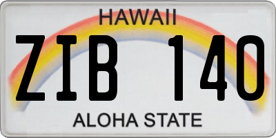 HI license plate ZIB140