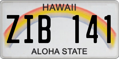 HI license plate ZIB141