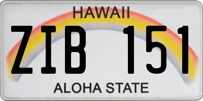 HI license plate ZIB151
