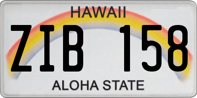 HI license plate ZIB158