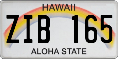 HI license plate ZIB165