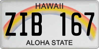 HI license plate ZIB167