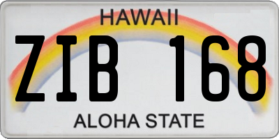 HI license plate ZIB168