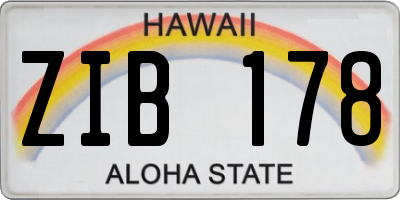 HI license plate ZIB178