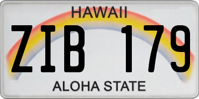 HI license plate ZIB179
