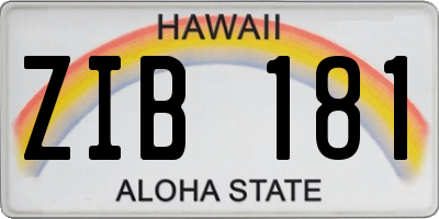HI license plate ZIB181