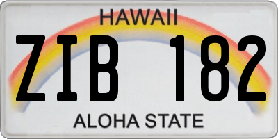HI license plate ZIB182
