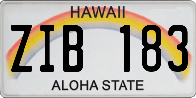 HI license plate ZIB183