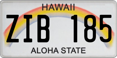 HI license plate ZIB185