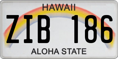 HI license plate ZIB186