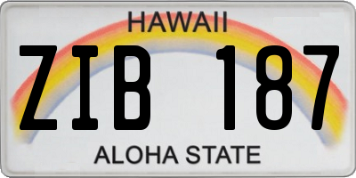 HI license plate ZIB187