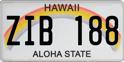 HI license plate ZIB188