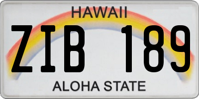 HI license plate ZIB189