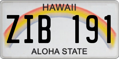 HI license plate ZIB191