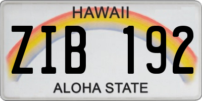 HI license plate ZIB192