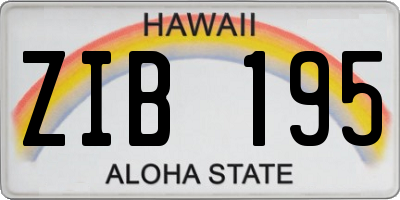 HI license plate ZIB195