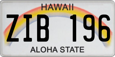 HI license plate ZIB196