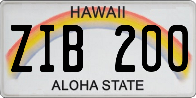 HI license plate ZIB200