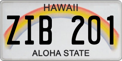 HI license plate ZIB201