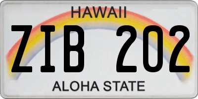 HI license plate ZIB202