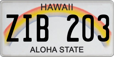 HI license plate ZIB203