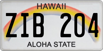 HI license plate ZIB204