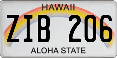 HI license plate ZIB206