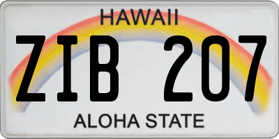HI license plate ZIB207