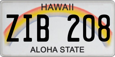 HI license plate ZIB208