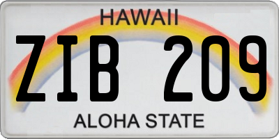 HI license plate ZIB209
