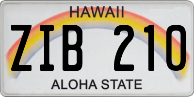 HI license plate ZIB210