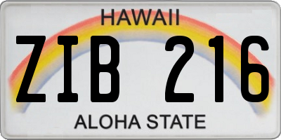 HI license plate ZIB216