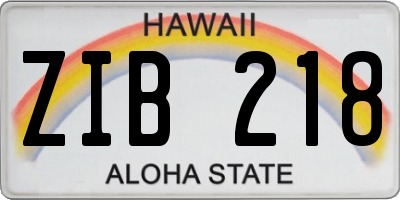 HI license plate ZIB218