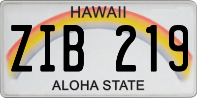 HI license plate ZIB219