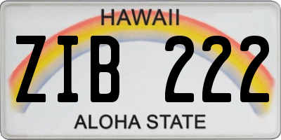 HI license plate ZIB222