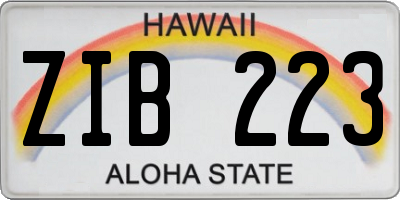 HI license plate ZIB223