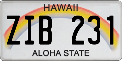HI license plate ZIB231