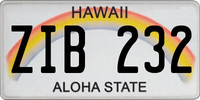 HI license plate ZIB232