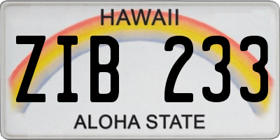 HI license plate ZIB233