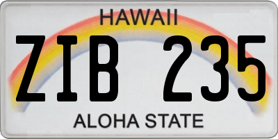 HI license plate ZIB235