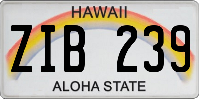 HI license plate ZIB239