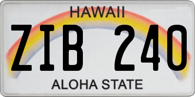 HI license plate ZIB240