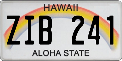 HI license plate ZIB241