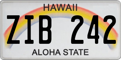 HI license plate ZIB242