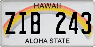 HI license plate ZIB243