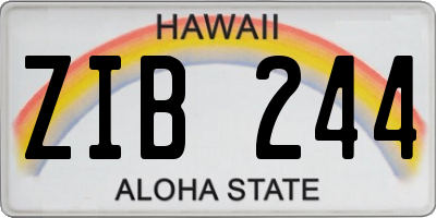 HI license plate ZIB244