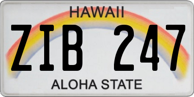HI license plate ZIB247