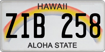 HI license plate ZIB258