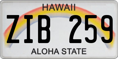 HI license plate ZIB259