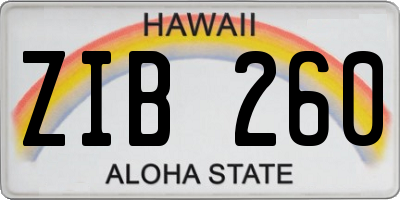 HI license plate ZIB260